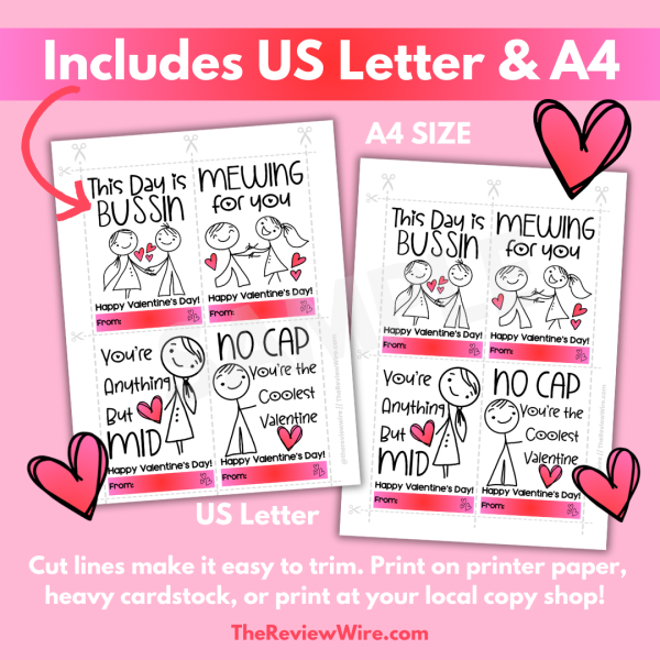 Tween Valentine Cards Cover Sizes