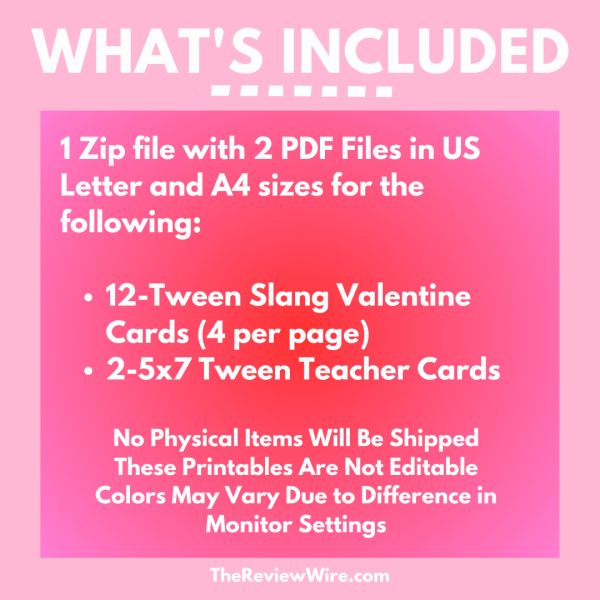 Tween Valentine Cards_What's Included