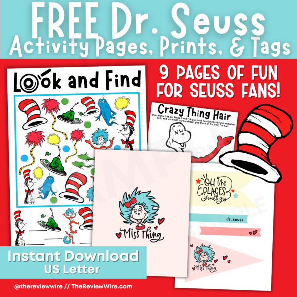 Dr. Seuss Activity Pages, Prints, Flags, and Tags