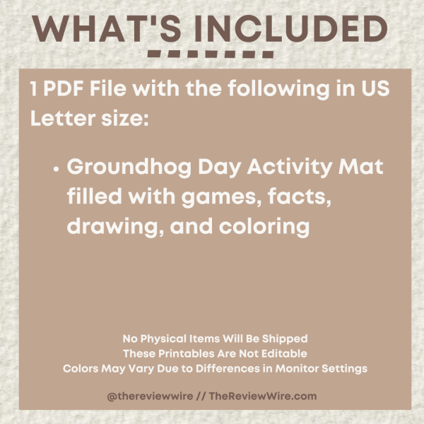 Groundhogs Day Activity Mat_what's included