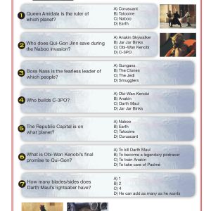 Star Wars Jedi training quizzes