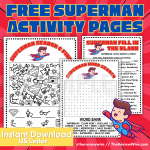 Fun and Free Superman Printables for Kids Superman Activity Pages, Superman printables for kids