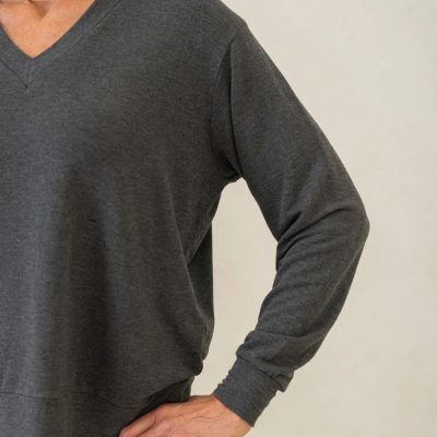 encircled Bamboo Merino Dressy V-Neck Sweatshirt