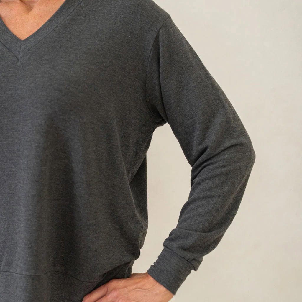 encircled Bamboo Merino Dressy V-Neck Sweatshirt