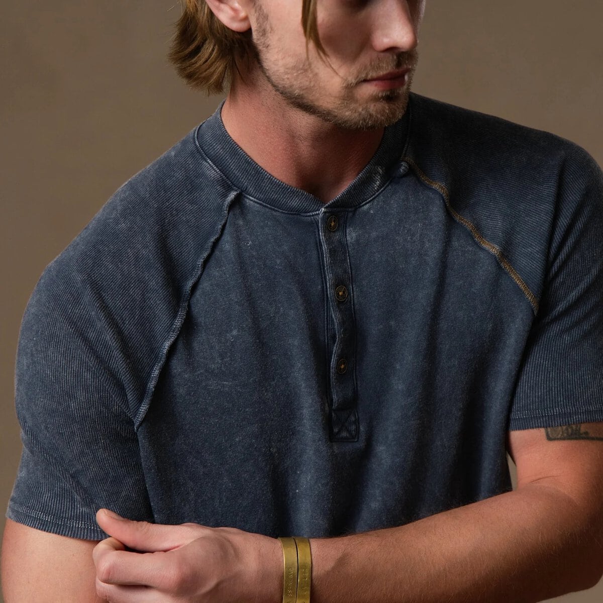One Golden Thread Short Sleeve Henley 1 One Golden Thread Short Sleeve Henley